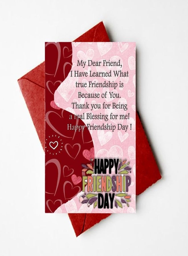 PICKKART Friendship Day Greeting Card with Red Envelope, Heart Design and Heartfelt Message - Image 1